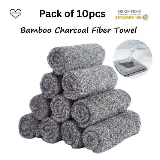 10 pcs Bamboo Charcoal Fiber Dishcloth Kitchen Towel