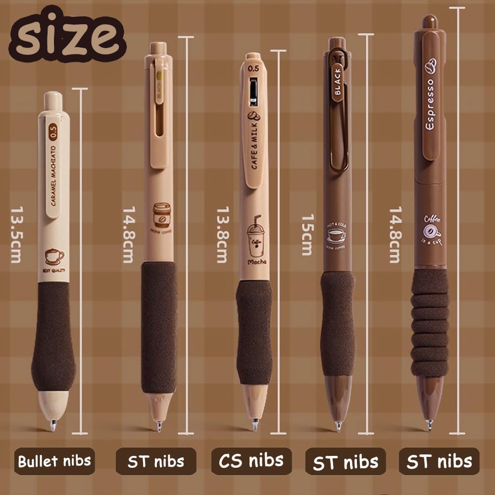 Kawaii Soft Grip "COFFEE PEN SET " 5pc Pen Set