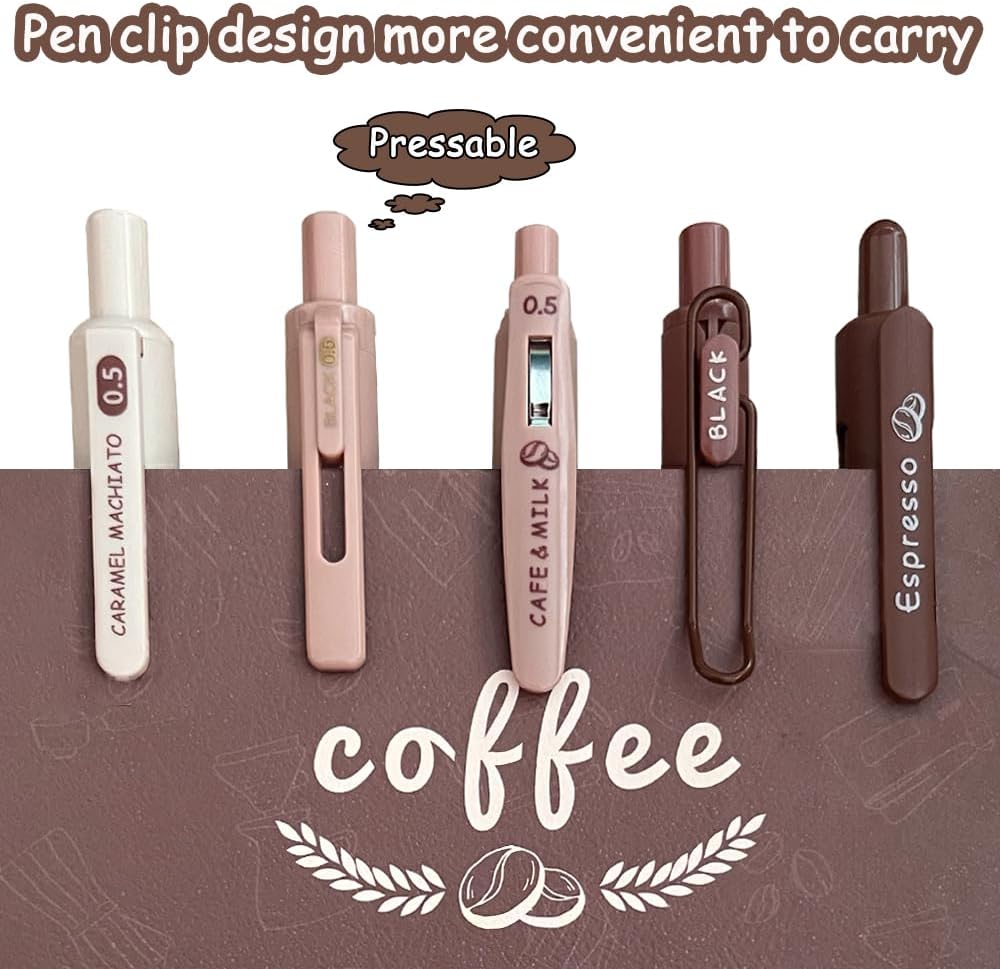 Kawaii Soft Grip "COFFEE PEN SET " 5pc Pen Set