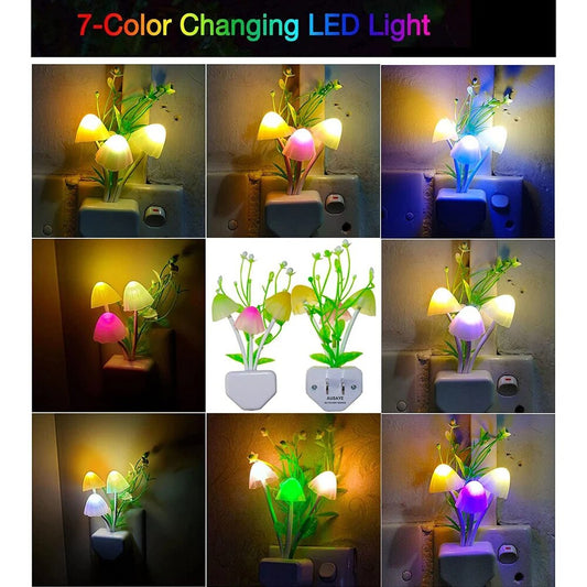 Auto On/Off Color Changing Sensor LED Mushroom Lamp