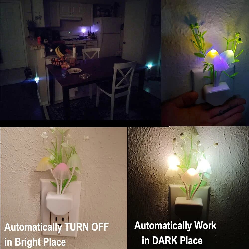 Auto On/Off Color Changing Sensor LED Mushroom Lamp