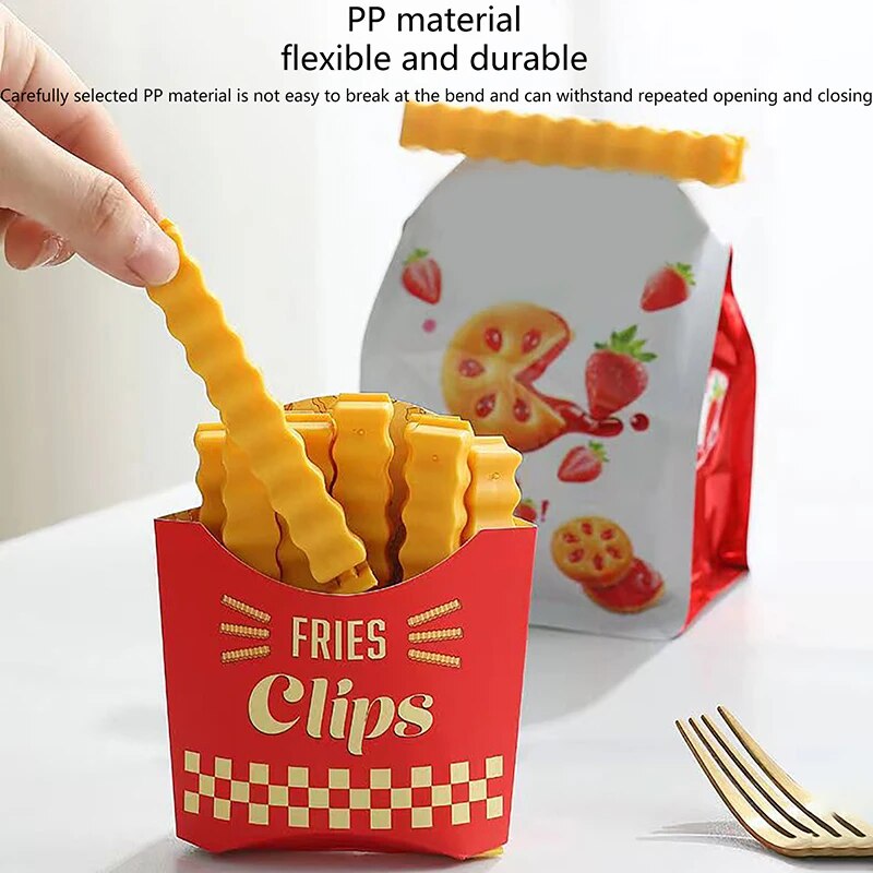 12pcs Set Portablet Creative French Fries Bag Sealer With Holder